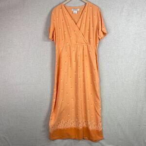 Vintage Potato Womens Linen Blend Midi Dress Size L Prairie Cottagecore Boho
